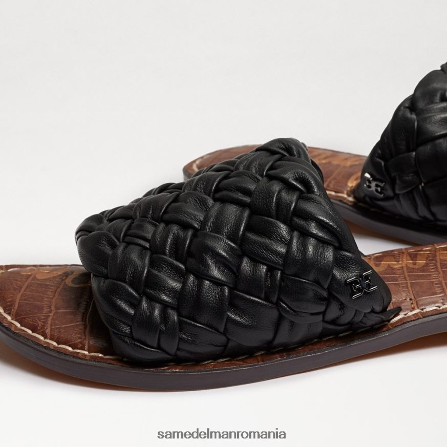 Sam Edelman încălţăminte piele neagra femei sandală glisante țesute griffin HN448Z632