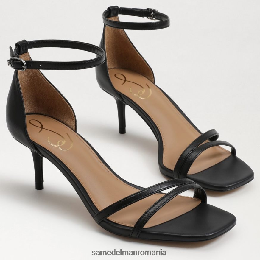 Sam Edelman încălţăminte piele neagra femei sandale cu toc pisicuță bujor HN448Z500