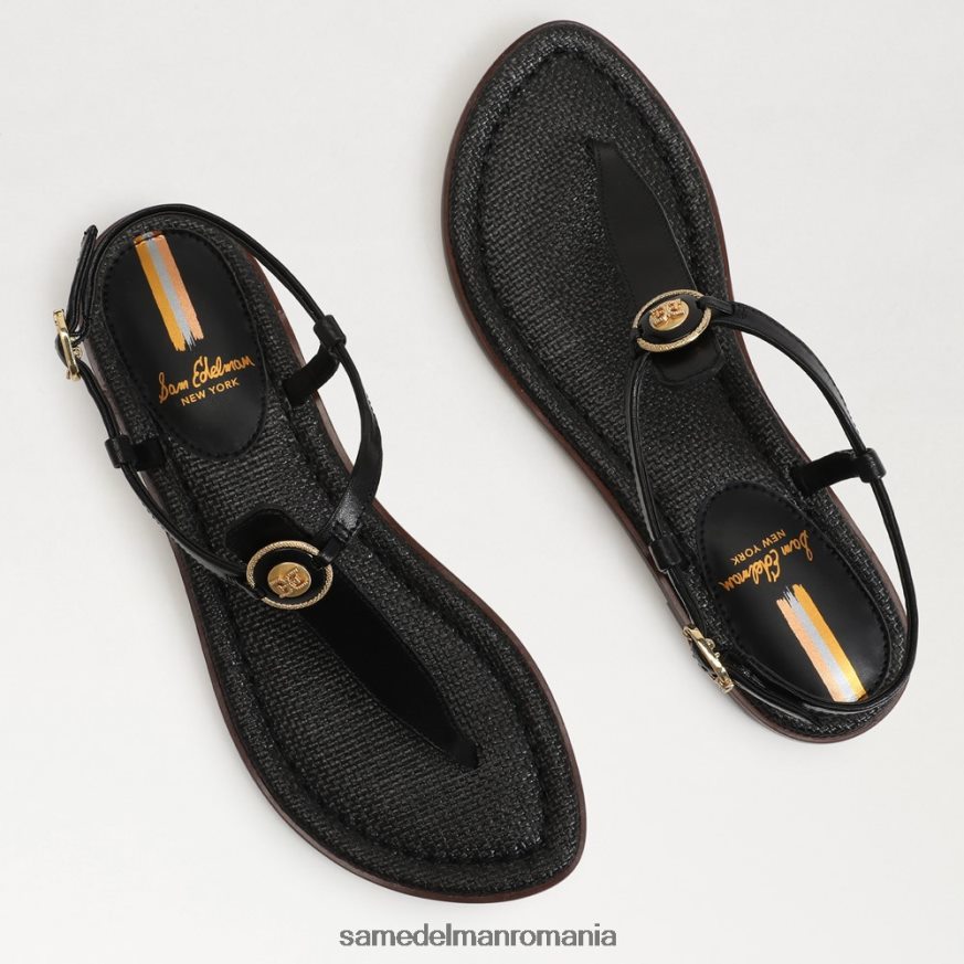 Sam Edelman încălţăminte piele neagra femei sandale gigi signet tanga HN448Z557