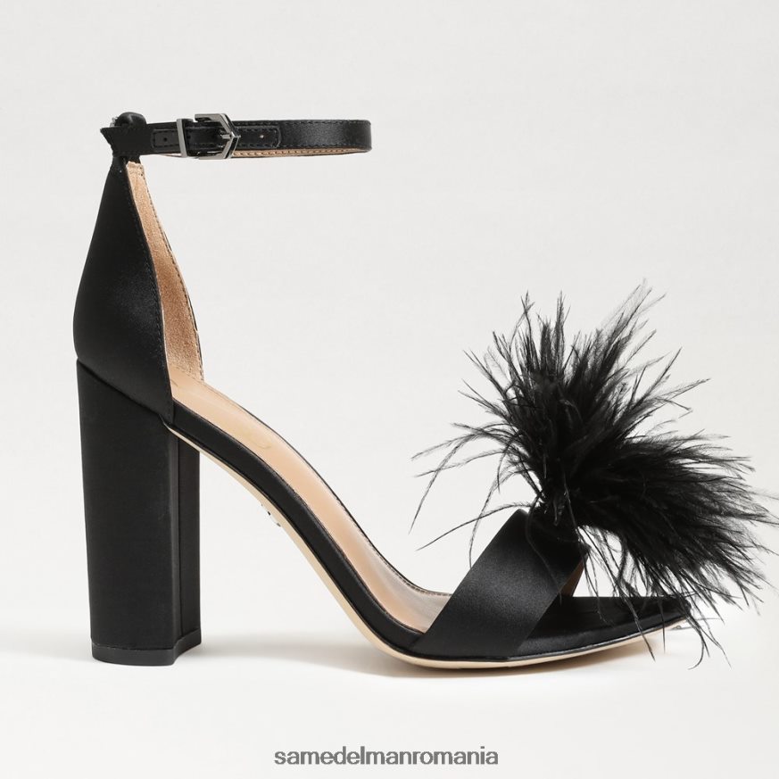 Sam Edelman încălţăminte satin negru femei sandale yaro cu toc cu pene HN448Z763
