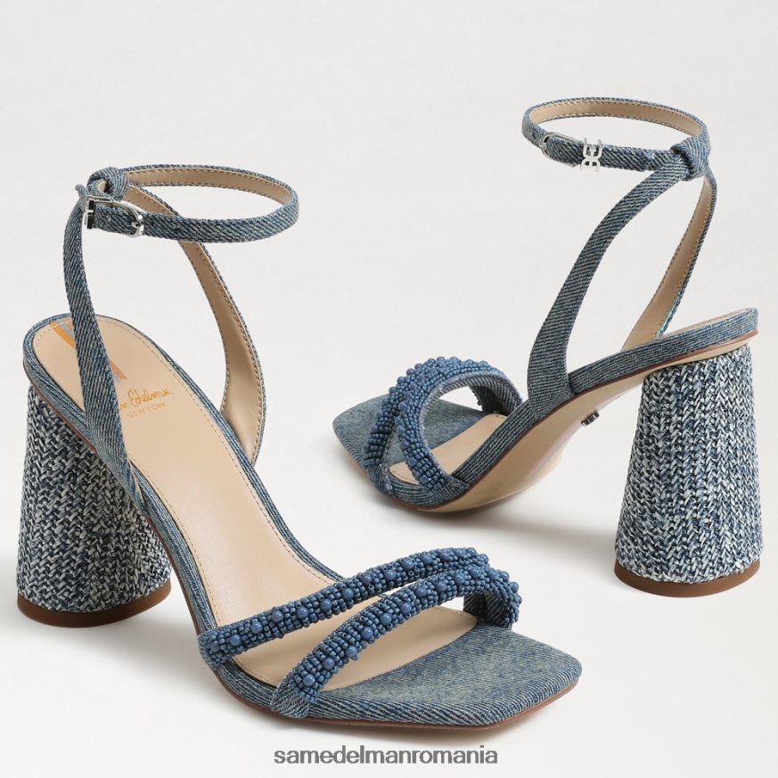 Sam Edelman încălţăminte spalat nou albastru femei sandale cu toc bloc cu margele kia HN448Z486